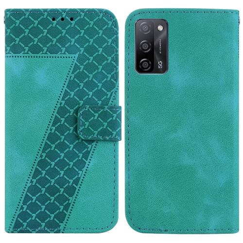 

For OPPO A55 5G/A53s 5G/A54 4G/A16 Seven-shaped Embossed Leather Phone Case(Green)