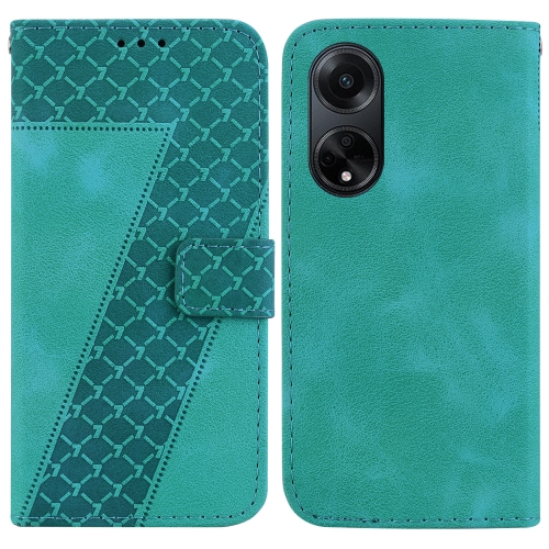 

For OPPO A98 5G/F23 5G India Version 7-shaped Embossed Leather Phone Case(Green)