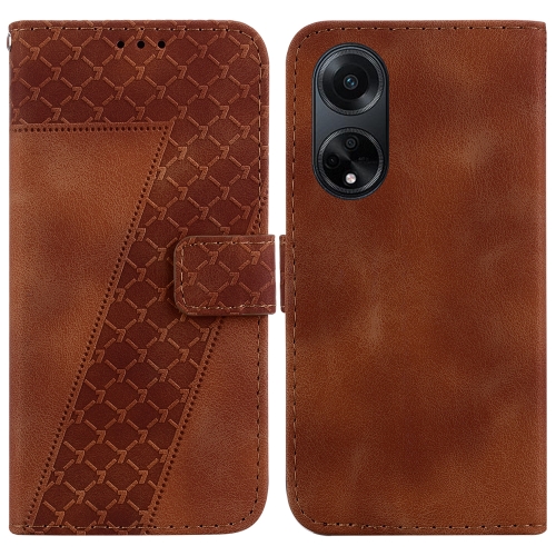 

For OPPO A98 5G/F23 5G India Version 7-shaped Embossed Leather Phone Case(Brown)