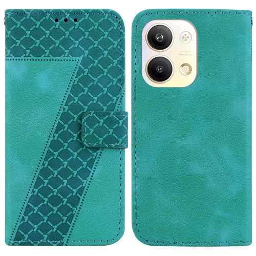 

For OPPO Reno9 Pro 7-shaped Embossed Leather Phone Case(Green)