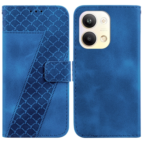 

For OPPO Reno9 Pro 7-shaped Embossed Leather Phone Case(Blue)