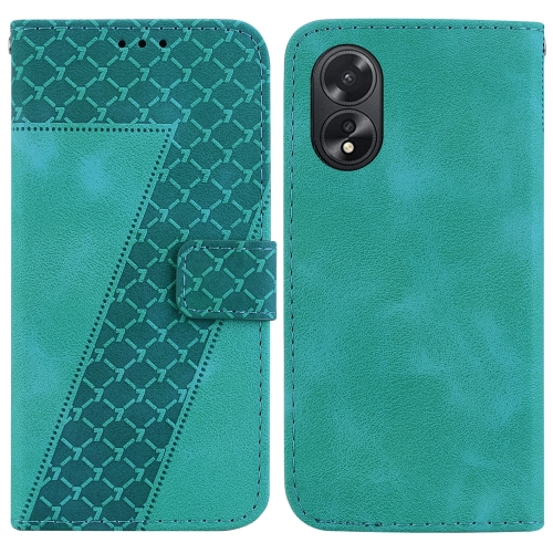 

For OPPO A38 4G / A18 7-shaped Embossed Leather Phone Case(Green)