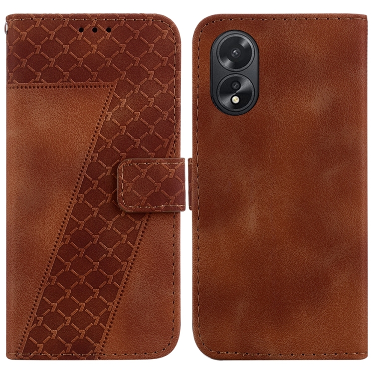 

For OPPO A38 4G / A18 7-shaped Embossed Leather Phone Case(Brown)