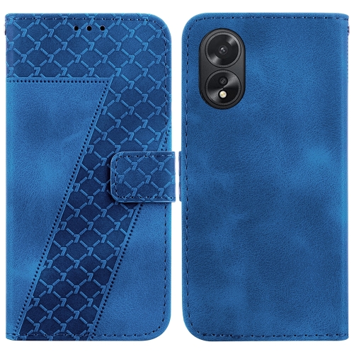 

For OPPO A38 4G / A18 7-shaped Embossed Leather Phone Case(Blue)