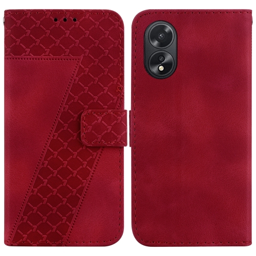 

For OPPO A38 4G / A18 7-shaped Embossed Leather Phone Case(Red)