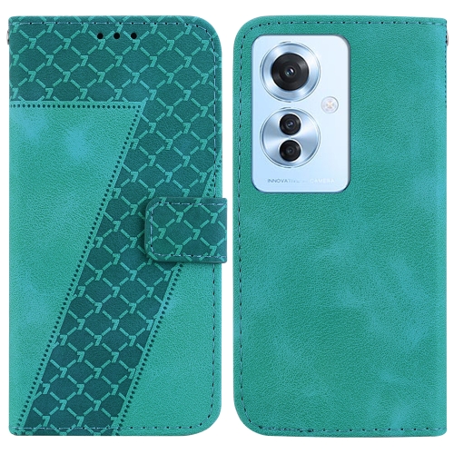 

For OPPO F25 Pro 5G Global 7-shaped Embossed Leather Phone Case(Green)