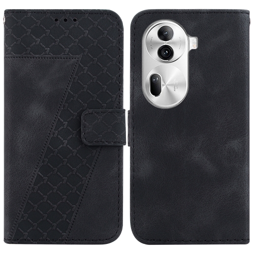 

For OPPO Reno 11 Pro 5G Global 7-shaped Embossed Leather Phone Case(Black)