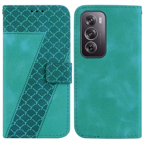 For OPPO Reno12 Pro 5G Global 7-shaped Embossed Leather Phone Case(Green)