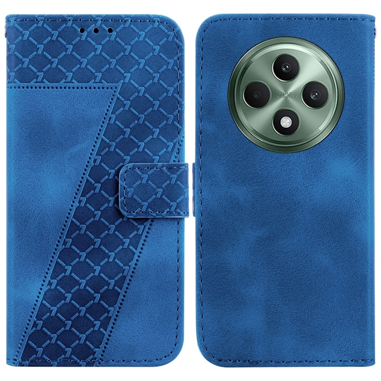 

For OPPO Reno12 F 5G Seven-shaped Embossed Leather Phone Case(Blue)