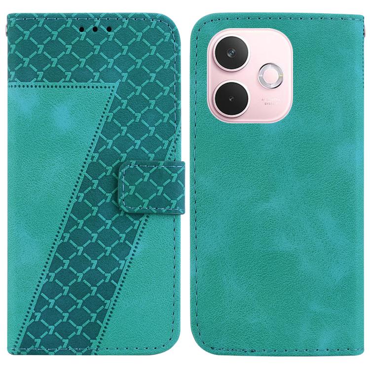 

For OPPO A5 Pro 5G Seven-shaped Embossed Leather Phone Case(Green)