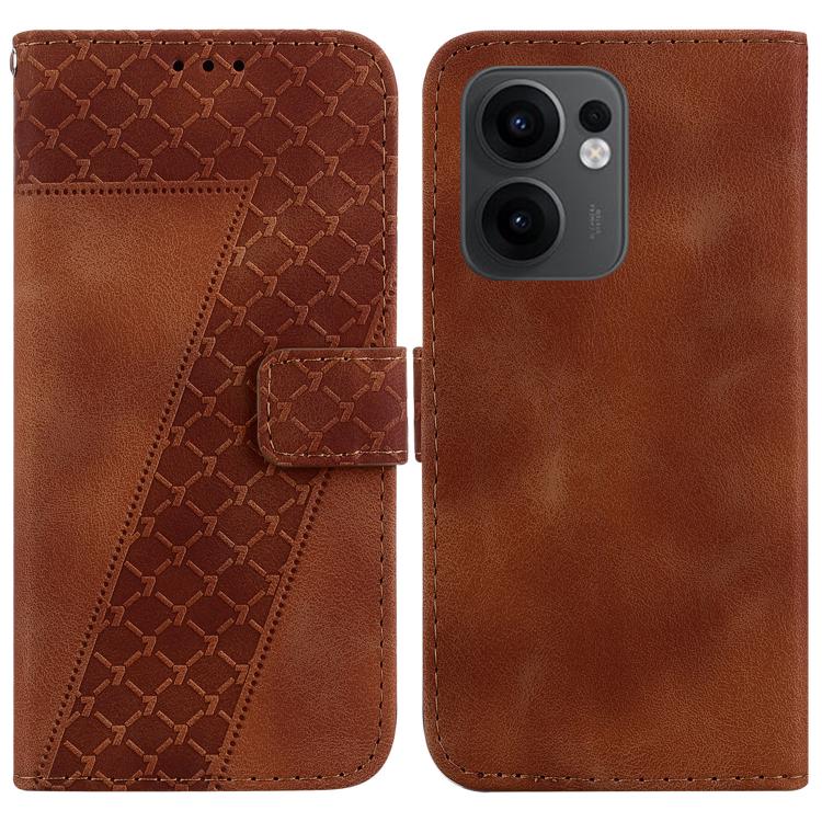 

For OPPO Reno13 F 4G / 5G Seven-shaped Embossed Leather Phone Case(Brown)