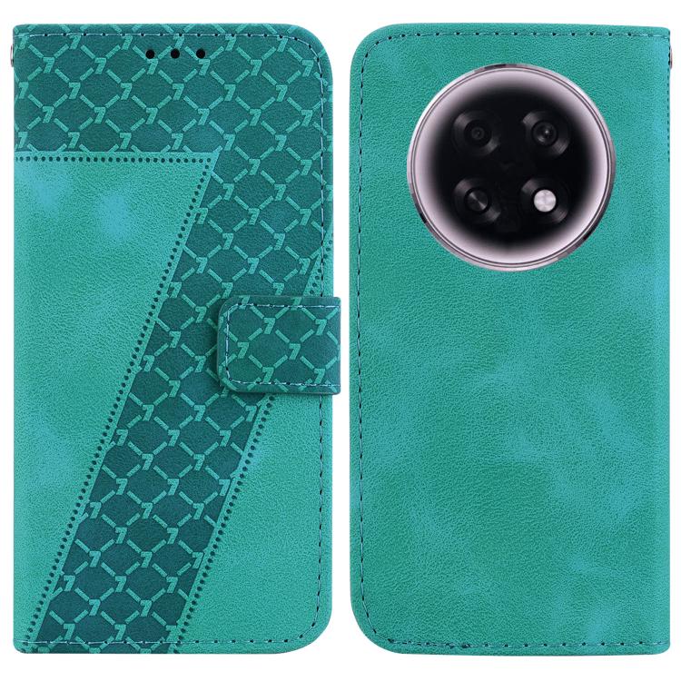

For OPPO A6 GT 5G Seven-shaped Embossed Leather Phone Case(Green)