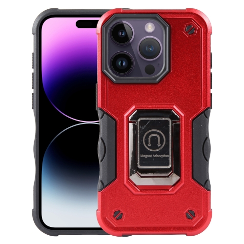 

For iPhone 15 Pro Ring Holder Non-slip Shockproof Armor Phone Case(Red)