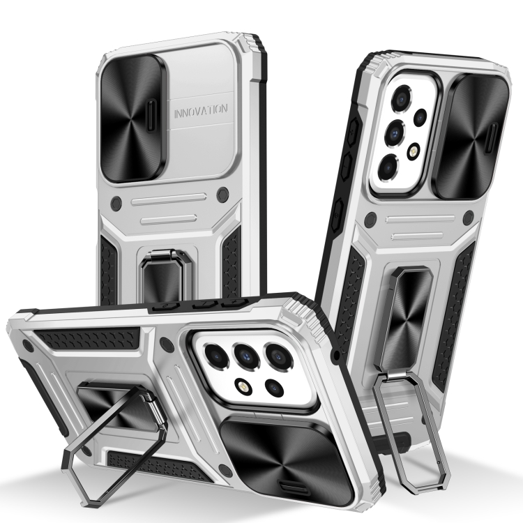 

For Samsung Galaxy A33 5G Camshield Robot TPU Hybrid PC Phone Case(Silver)