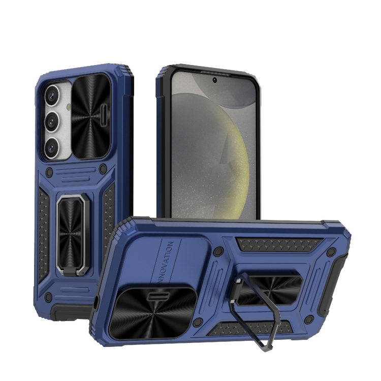 

For Samsung Galaxy S24 5G Camshield Robot TPU Hybrid PC Phone Case(Blue)