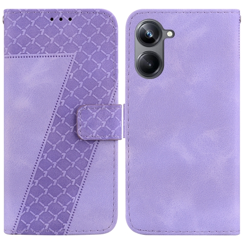 

For Realme 10 Pro 5G 7-shaped Embossed Leather Phone Case(Purple)