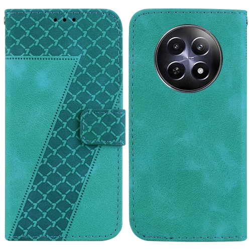 

For Realme 12 5G 7-shaped Embossed Leather Phone Case(Green)