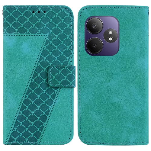 

For Realme GT 6 / GT 6T / GT Neo6 / GT Neo6 SE Seven-shaped Embossed Leather Phone Case(Green)