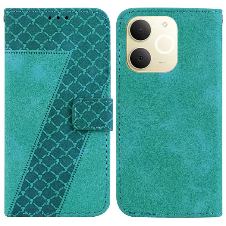 

For Realme Narzo 80 Lite 4G / C71 India Seven-shaped Embossed Leather Phone Case(Green)