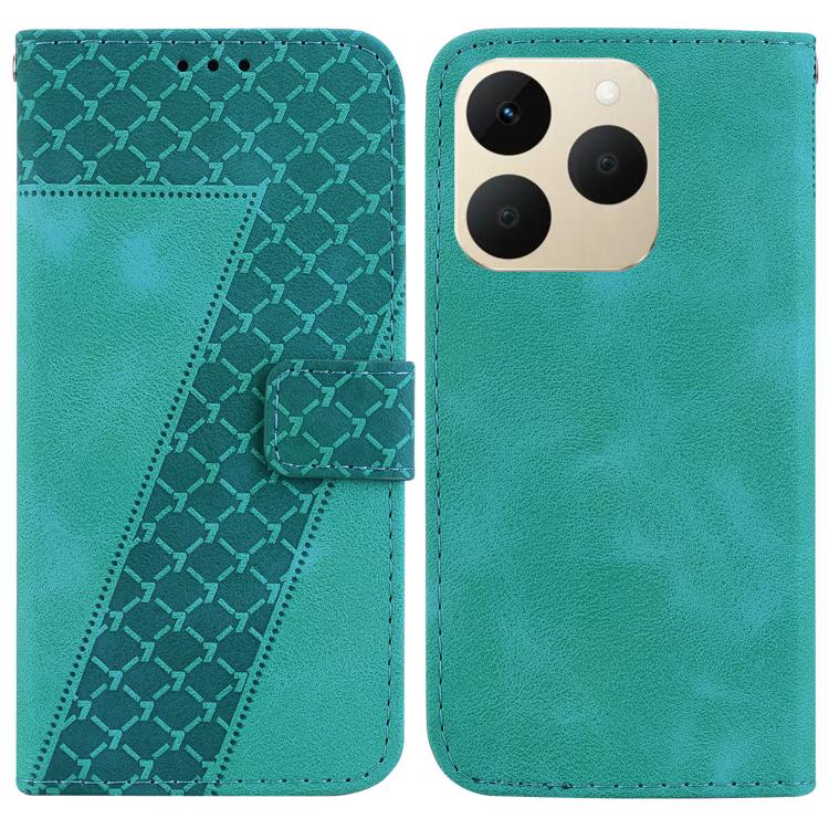 

For Realme 15T 5G Seven-shaped Embossed Leather Phone Case(Green)