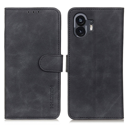 

For Nothing Phone 2 KHAZNEH Retro Texture Leather Phone Case(Black)
