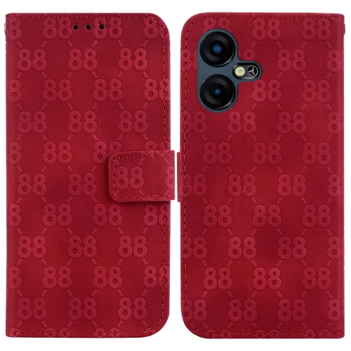 

For Tecno Pova 5 Double 8-shaped Embossed Leather Phone Case(Red)