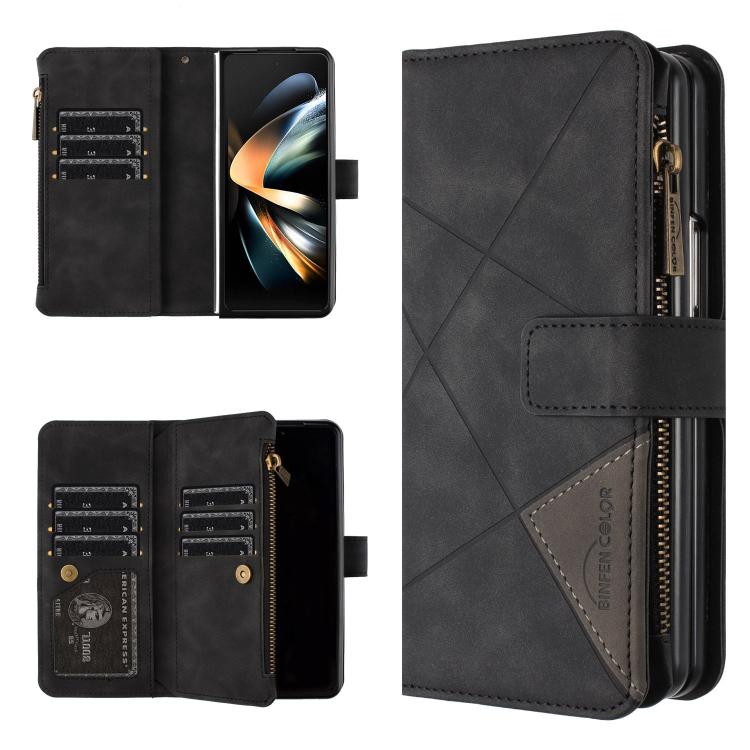 

For Samsung Galaxy Z Fold6 Rhombus Texture Zipper Wallet Leather Phone Case(Black)