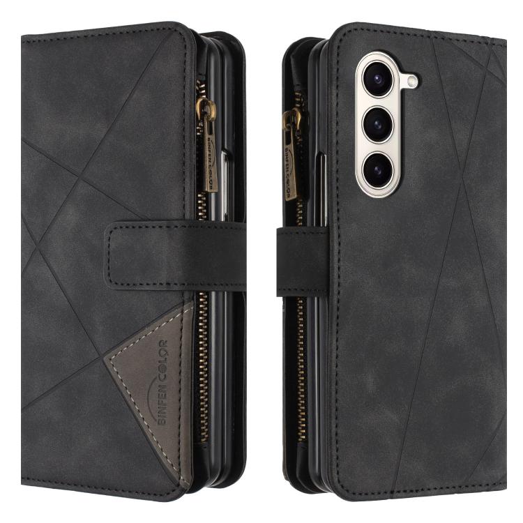 For Galaxy Z Fold8 5G Rhombus Texture Zipper Wallet Leather Phone Case(Black)
