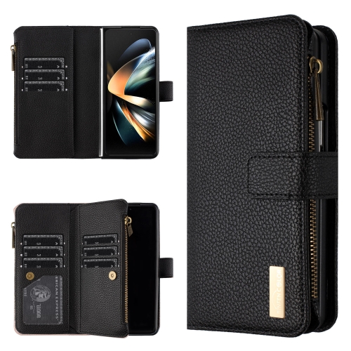 

For Samsung Galaxy Z Fold4 Litchi Texture Zipper Wallet Leather Phone Case(Black)