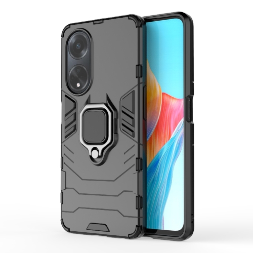 For OPPO A98 5G / A1 PC + TPU Shockproof Protective Phone Case with Magnetic Ring Holder(Black) for honor x6a electroplating dual side imd phone case with ring holder smile