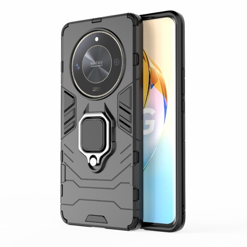 

For Honor X50 PC + TPU Shockproof Protective Phone Case with Magnetic Ring Holder(Black)
