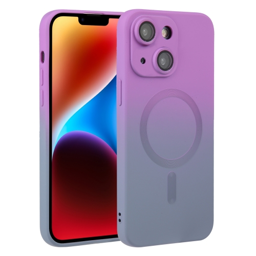 

For iPhone 15 Liquid TPU Silicone Gradient MagSafe Phone Case(Purple)