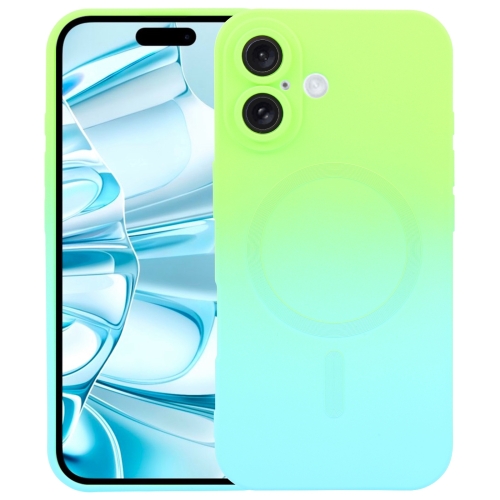 

For iPhone 16 Liquid TPU Silicone Gradient MagSafe Phone Case(Cyan Blue)