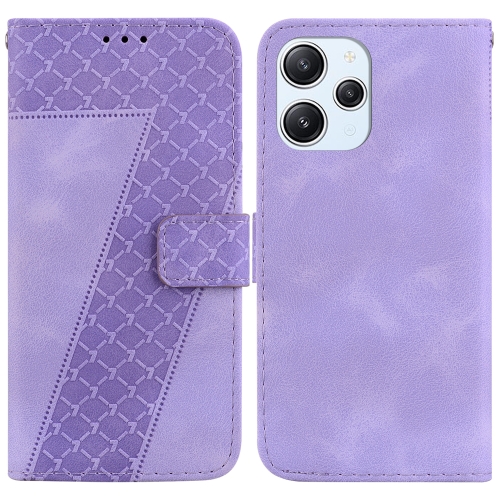 

For Xiaomi Redmi 12 7-shaped Embossed Leather Phone Case(Purple)