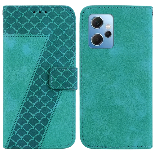 

For Xiaomi Redmi Note 12 4G Global 7-shaped Embossed Leather Phone Case(Green)