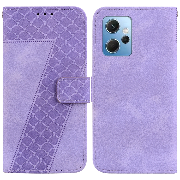 

For Xiaomi Redmi Note 12 4G Global 7-shaped Embossed Leather Phone Case(Purple)