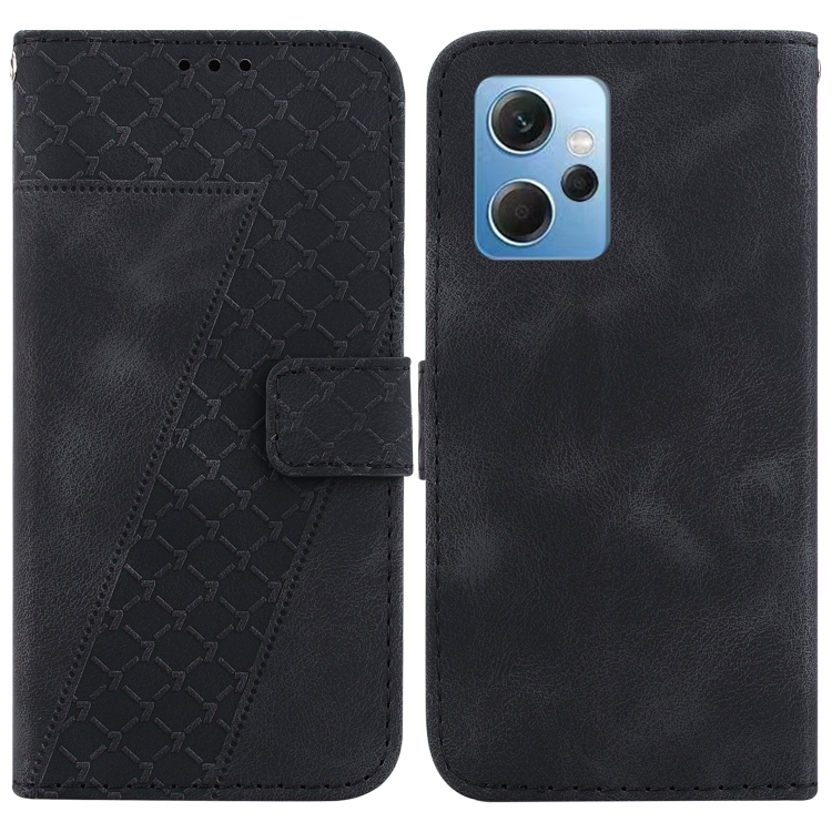 

For Xiaomi Redmi Note 12 4G Global 7-shaped Embossed Leather Phone Case(Black)