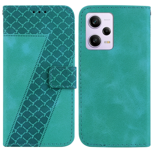 

For Xiaomi Redmi Note 12 Pro 5G Global/Poco X5 Pro 7-shaped Embossed Leather Phone Case(Green)
