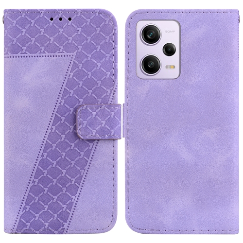 

For Xiaomi Redmi Note 12 Pro 5G Global/Poco X5 Pro 7-shaped Embossed Leather Phone Case(Purple)