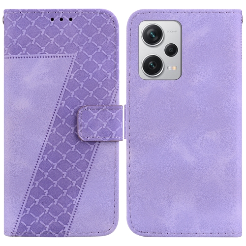 

For Xiaomi Redmi Note 12 Pro+ Global 7-shaped Embossed Leather Phone Case(Purple)