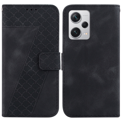 

For Xiaomi Redmi Note 12 Pro+ Global 7-shaped Embossed Leather Phone Case(Black)