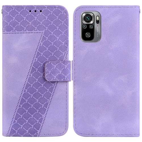 

For Xiaomi Redmi Note 10 4G/Note 10S 7-shaped Embossed Leather Phone Case(Purple)