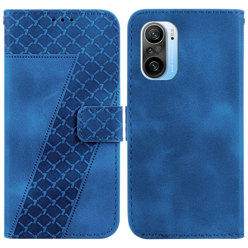 

For Xiaomi Redmi K40/K40 Pro/Poco F3/11i/Mi 11X/Mi 11X Pro 7-shaped Embossed Leather Phone Case(Blue)