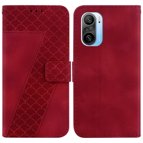 

For Xiaomi Redmi K40/K40 Pro/Poco F3/11i/Mi 11X/Mi 11X Pro 7-shaped Embossed Leather Phone Case(Red)