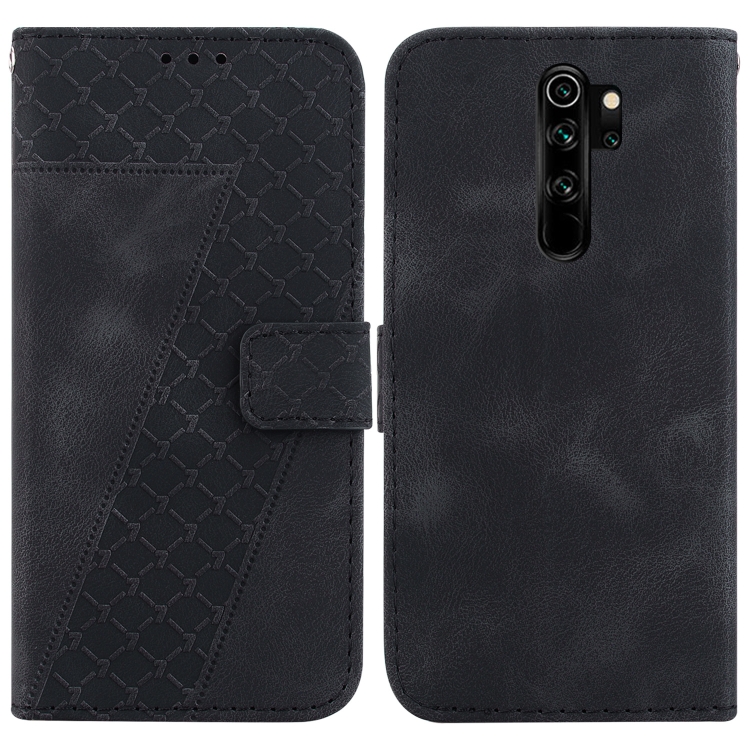 

For Xiaomi Redmi Note 8 Pro 7-shaped Embossed Leather Phone Case(Black)