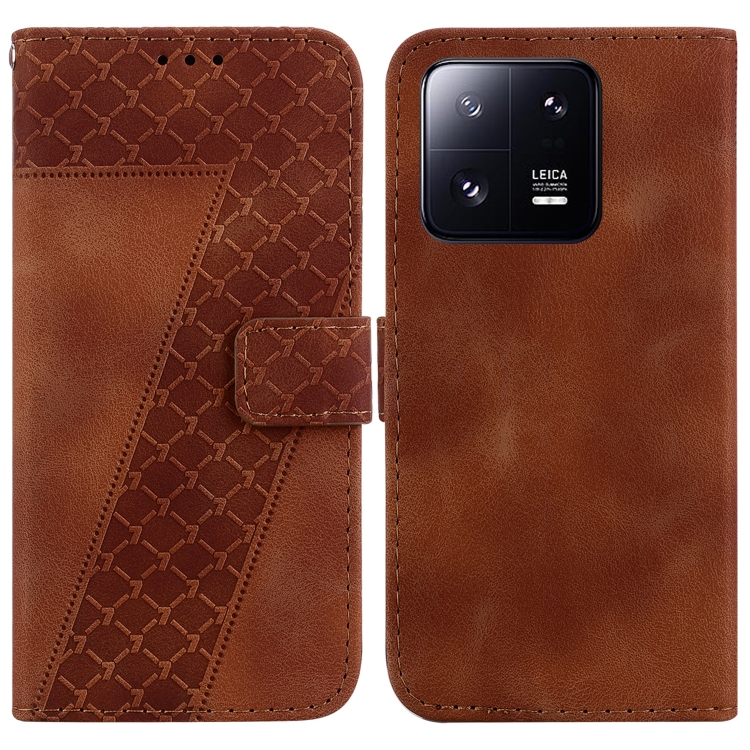 

For Xiaomi 13 Pro 7-shaped Embossed Leather Phone Case(Brown)