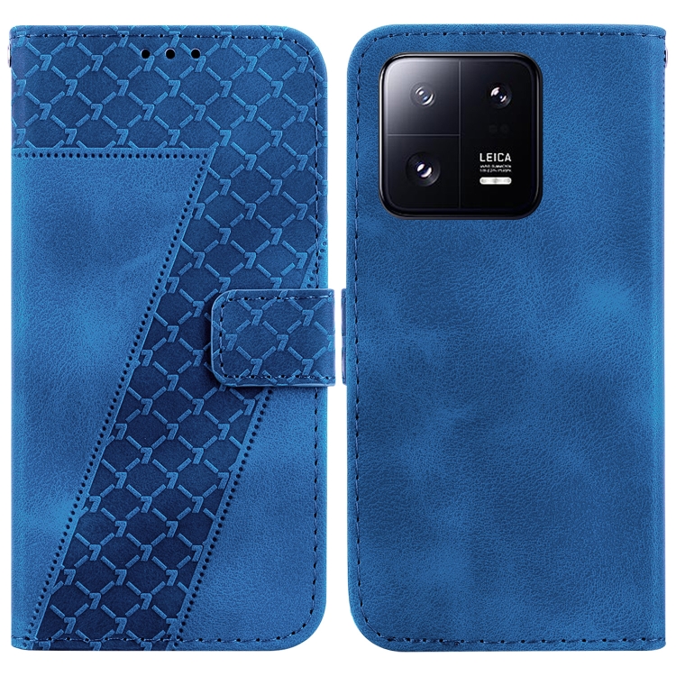 

For Xiaomi 13 Pro 7-shaped Embossed Leather Phone Case(Blue)