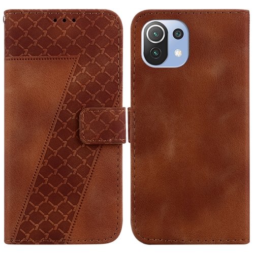 

For Xiaomi Mi 11 Lite 4G/5G 7-shaped Embossed Leather Phone Case(Brown)