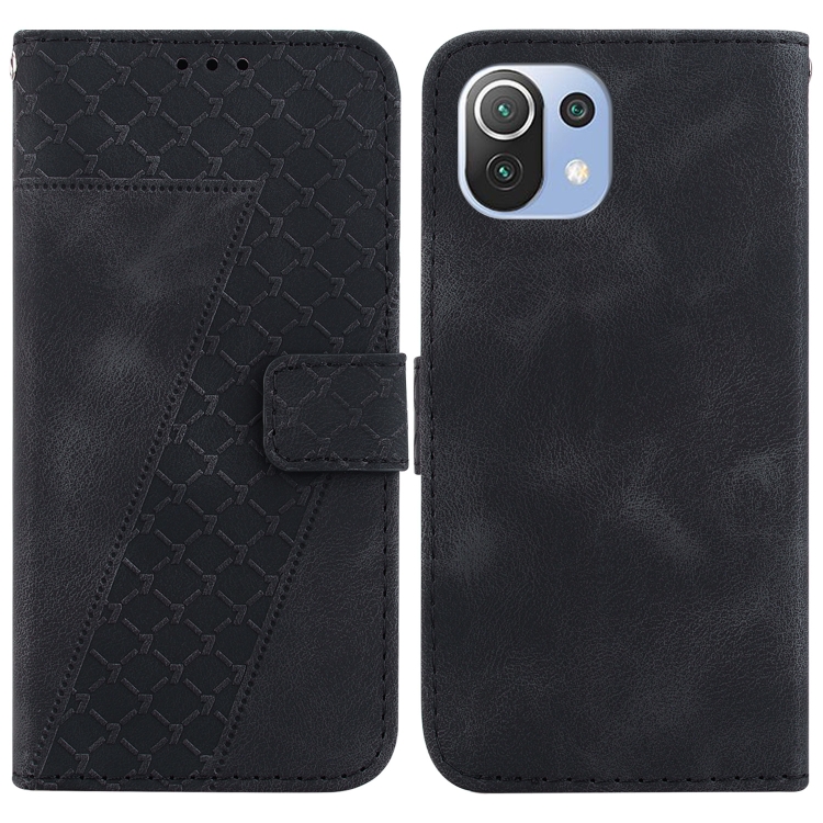 

For Xiaomi Mi 11 Lite 4G/5G 7-shaped Embossed Leather Phone Case(Black)
