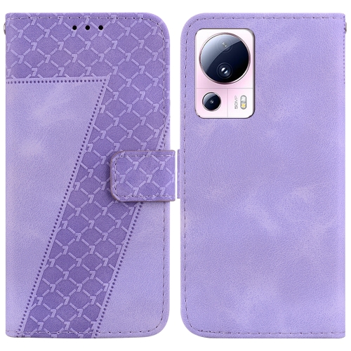 

For Xiaomi 13 Lite/Civi 2 7-shaped Embossed Leather Phone Case(Purple)